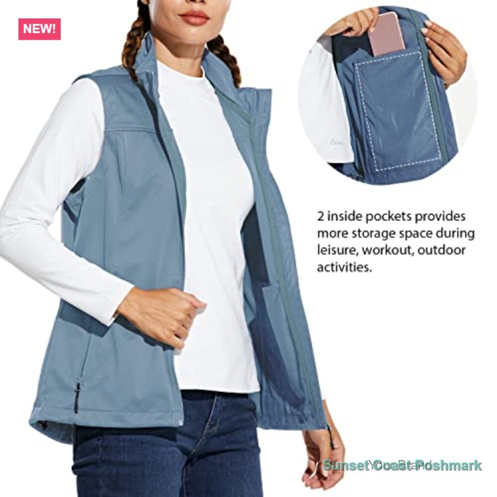 Windproof Sleeveless Jacket Stand Collar Zipper P… - image 6